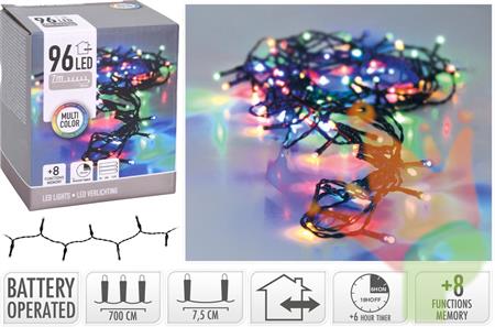 LUCI DI NATALE A BATTERIA 96 LED MULTICOLOR