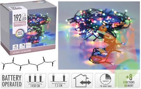 LUCI DI NATALE A BATTERIA 192 LED MULTICOLOR