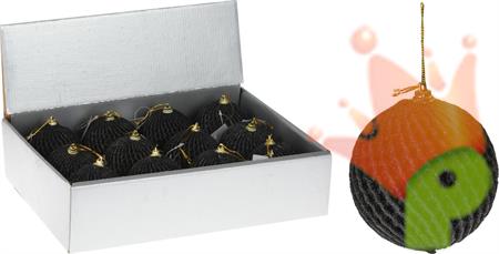 PALLINA DI NATALE NERA CON DECORO 8 CM