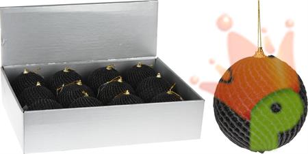 PALLINA DI NATALE NERA CON DECORO 10 CM