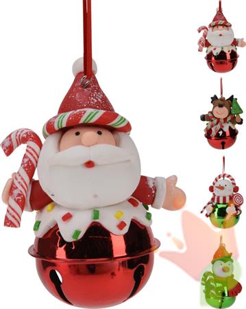 PENDENTE PERSONAGGIO NATALIZO CON CAMPANELLA 8 CM ASSORTITO