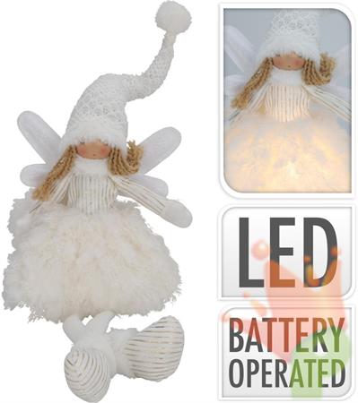 ANGELO IN RESINA BIANCO CON LED 60 CM