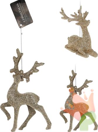 RENNA ORO GLITTERATA DA APPENDERE