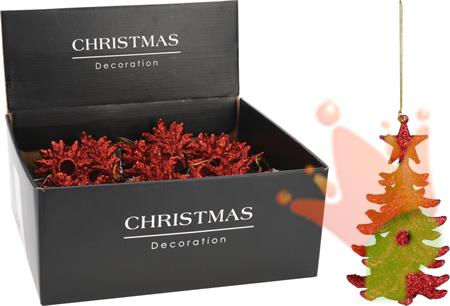 PENDENTE ALBERO ROSSO GLITTER  13 CM