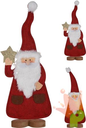 BABBO NATALE IN FELTRO ROSSO SU BASE DI LEGNO