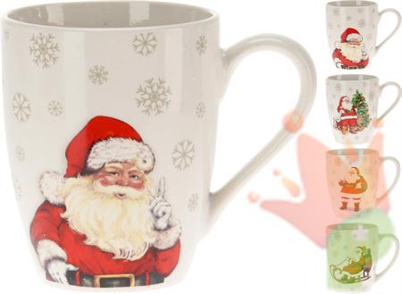 TAZZA IN PORCELLANA FIGURA BABBO NATALE 340ML 4ASS