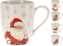 TAZZA IN PORCELLANA FIGURA BABBO NATALE 340ML 4ASS