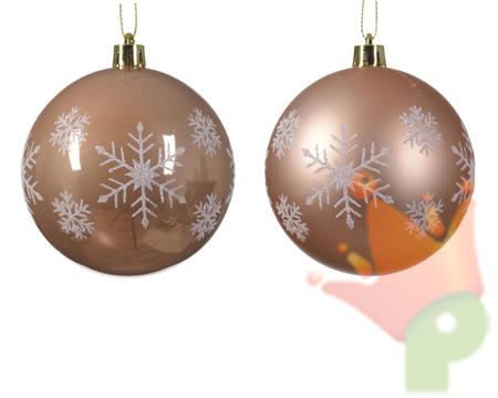 PALLINA DI NATALE ROSA DECORO FIOCCO DI NEVE 2 ASSORTITE