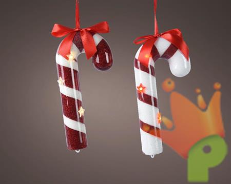 CANDY CANE CON LED DA APPENDERE H.20 CM 1 PZ ASSORTITO