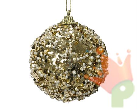 PALLINA DI NATALE ORO CON PAILLETTES 8 CM