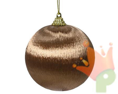 PALLINA  DI NATALE MARRONE TESSUTO 8 CM