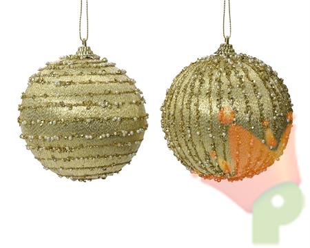 PALLINA DI NATALE ORO CHIARO DECORATA 6 CM