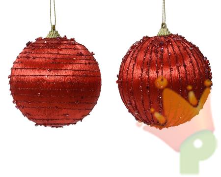 PALLINA DI NATALE ROSSA DECORATA 8 CM