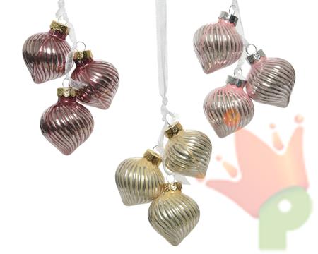 PENDENTI IN VETRO ROSA/FUCSIA/ORO 1 PZ ASSORTITO