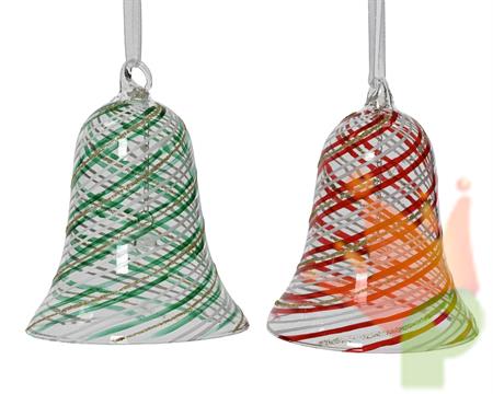 PENDENTE CAMPANA IN VETRO VERDE/ROSSO 1PZ
