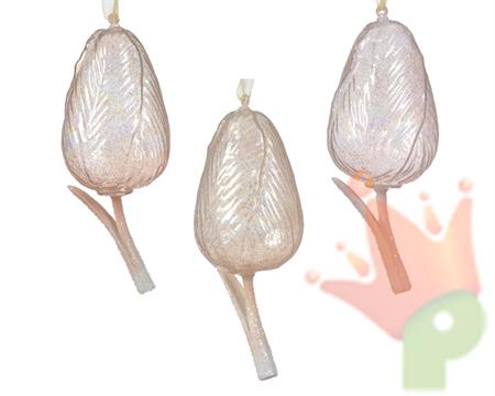 PENDENTE VETRO FIORE ROSA/PERLA 1 PZ