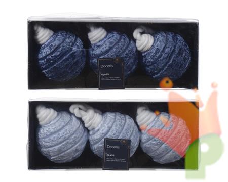 PALLINA DI NATALE BLU AZZURRA CON LANA 8 CM