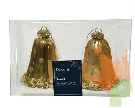 CAMPANE IN VETRO ORO  CON PERLINE GLITTER