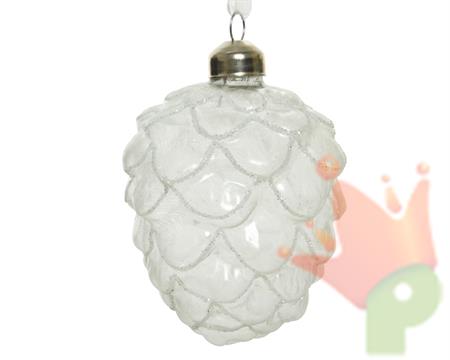 PALLINA DI NATALE FORMA PIGNA IN VETRO SATINATO