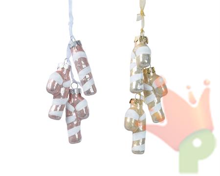 PENDENTE IN VETRO 3PZ CANDY CANE VETRO