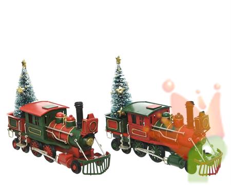 TRENO DECORATIVO IN FERRO CON ALBERO H.13X20X7 CM