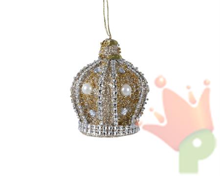 PENDENTE CORONA ORO CON PERLINE