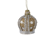 PENDENTE CORONA ORO CON PERLINE
