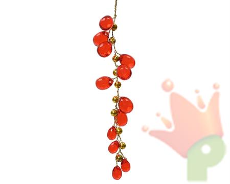 PENDENTE CON PELLINE ROSSE ORO H.14X2 CM