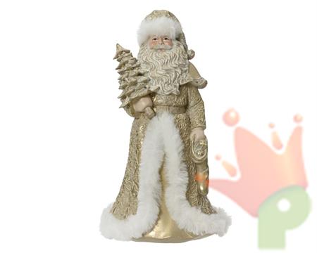 BABBO NATALE IN RESINA ORO H.23X24X16,5 CM