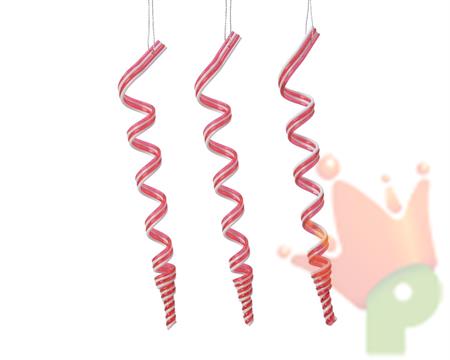 PENDENTE CARAMELLA ROSSA BIANCA PLASTICA H,21,5X2,5 CM 3 PZ