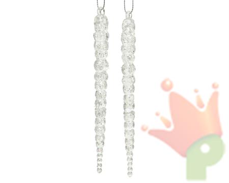 PENDENTE GHIACCIO STALATTITE GLITTER 2 PZ 14,5X1,5 CM