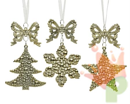 PENDENTE ALBERO/STELLA/FIOCCO IN PLASTICA ORO