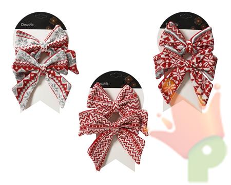 FIOCCO IN TESSUTO SET 2 PZ BIANCO ROSSO 16X2 CM