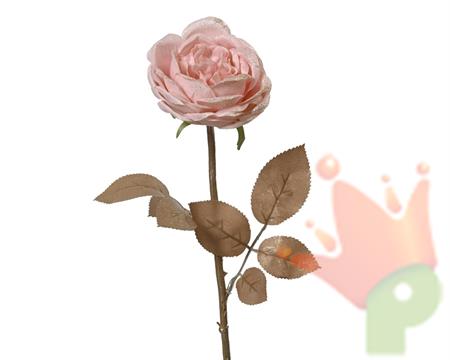 ROSA ROSA GLITTER SU STELO H.57X9,5 CM