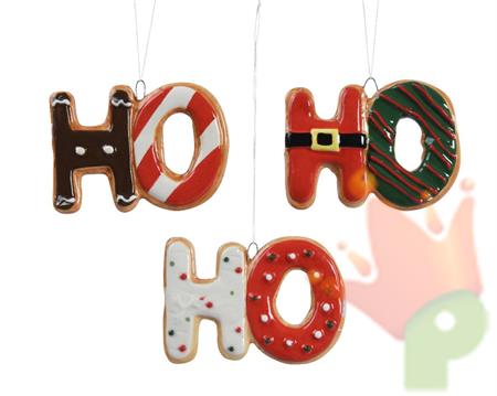 PENDENTE NATALIZIO HO HO HO IN CERAMICA 9X6,5 CM 1 PZ