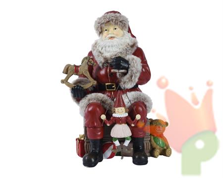 BABBO NATALE CON GIOCATTOLI IN POLIRESINA H.30X22,6X17 CM