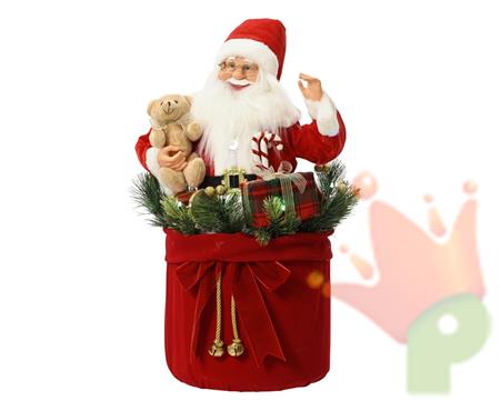 BABBO NATALE CON SACCO ROSSO IN MOVIMENTO H.63X34 CM