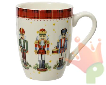 TAZZA MUG NATALIZIA CON DECORO SCHIACCIANOCI H.10,6X8,3X12 CM