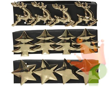 PORTATOVAGLIOLO NATALIZIO STELLE/ALBERO/RENNE ORO 4 PZ