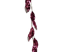 GHIRLANDA NATALIZIA CON FOGLIE ROSSE GLITTER ARGENTO 120 CM