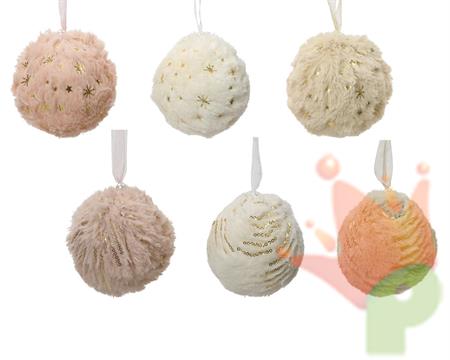 PALLINA DI NATALE PELUCHE 3 COLORI 6 ASSORTITE 8 CM