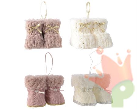 PENDENTI STIVALETTI BIANCHI ROSA 9,5X7,5 CM 1 PZ