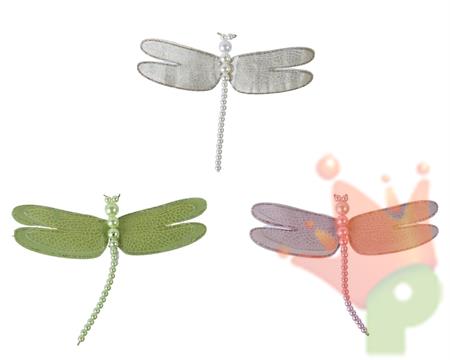 LIBELLULA CON PERLINE IN PLASTICA 14 CM 1 PZ ASSORTITO