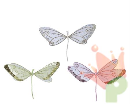 LIBELLULA CON PERLINE E ORGANZA 34X20 CM 1 PZ ASSORTITO