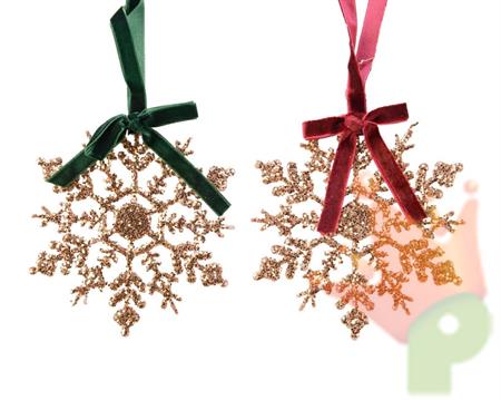 FIOCCO DI NEVE IN PLASTICA GLITTER ORO 1 PZ 9,5 CM