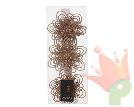 FIORE IN PLASTICA ROSA CON CLIPS 3 PZ