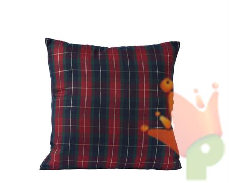 CUSCINO A QUADRI ROSSO BLU VERDE CON LINEE ORO 45 CM