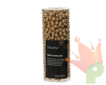 GHIRLANDA DI PERLE IN PLASTICA ORO CHIARO 10 MT
