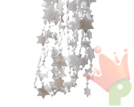 GHIRLANDA DI STELLE PERLE BIANCHE IN PLASTICA 270X2,6 CM