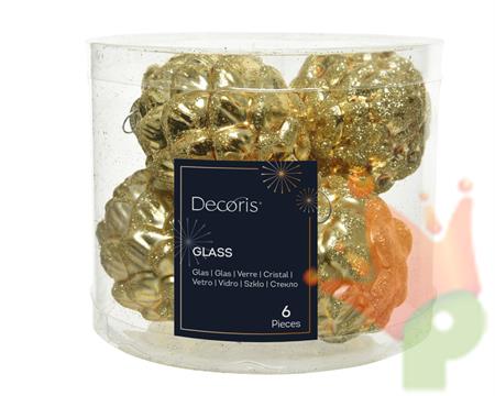 PIGNE IN VETRO ORO GLITTER 6 PZ 7X5 CM